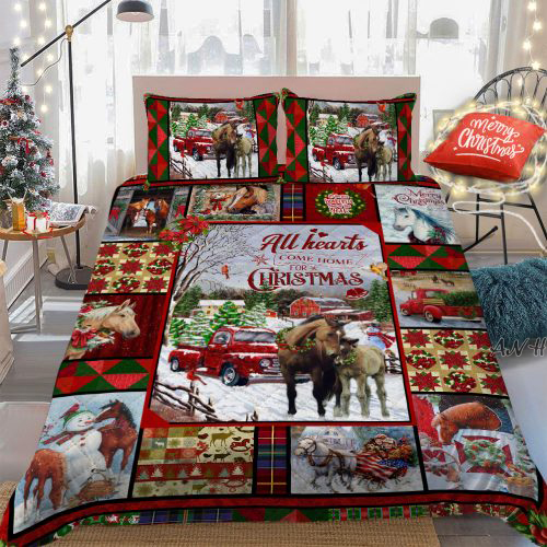 Horse all hearts come home for christmas bed set