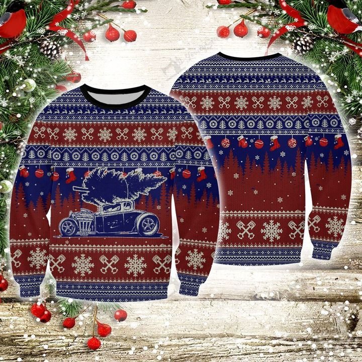 Hot rod 3d christmas sweater