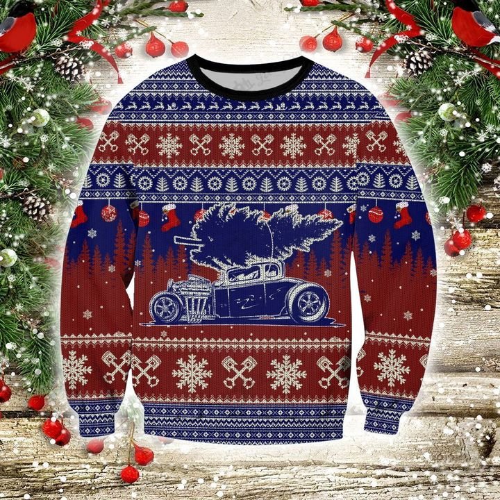 Hot rod 3d christmas sweater- pic 1