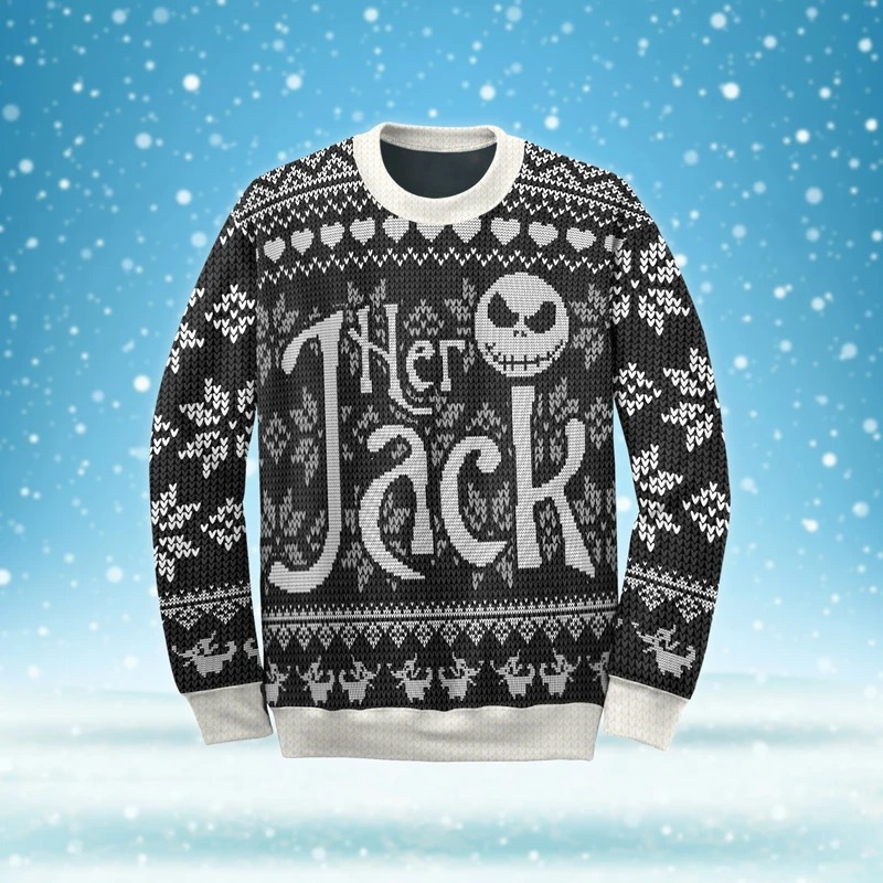 Jack Skellington and Sally ugly Christmas sweater2