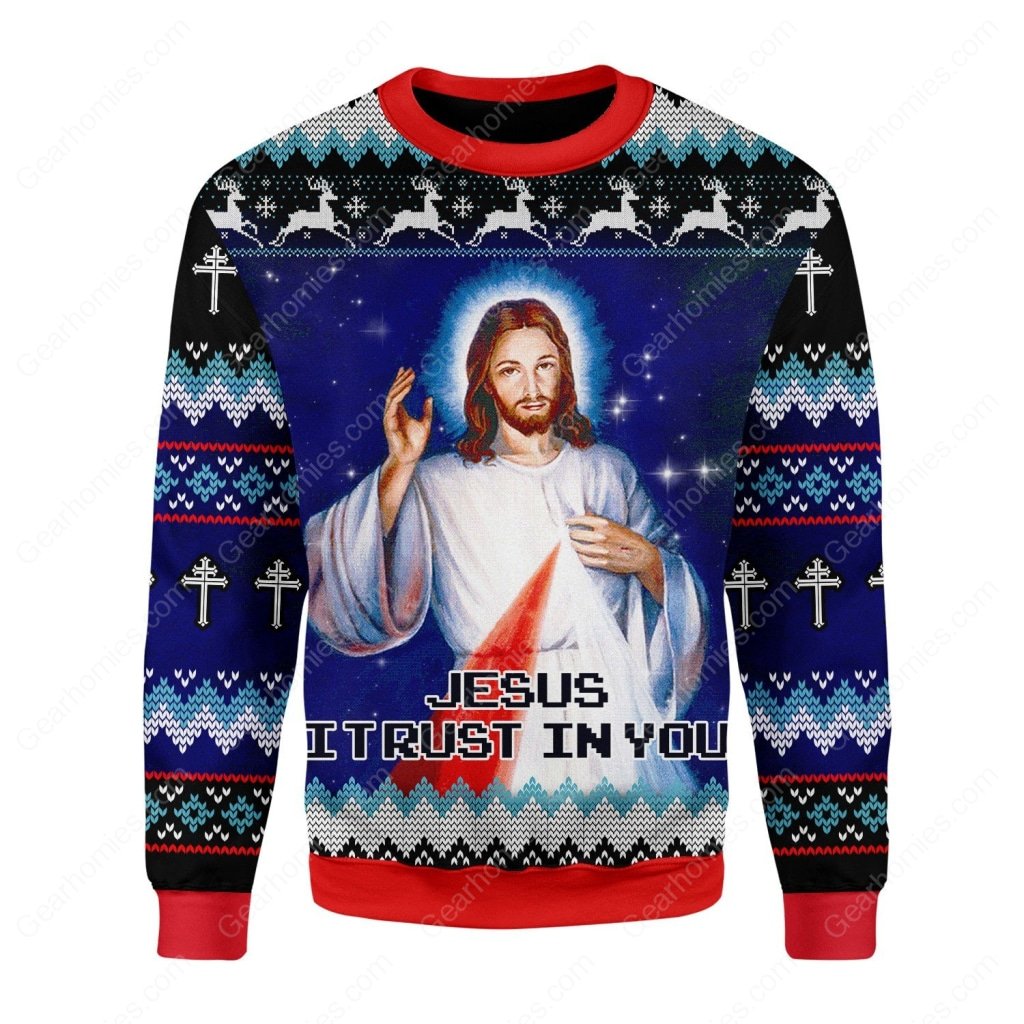 Jesus I trust in you ugly christmas sweater