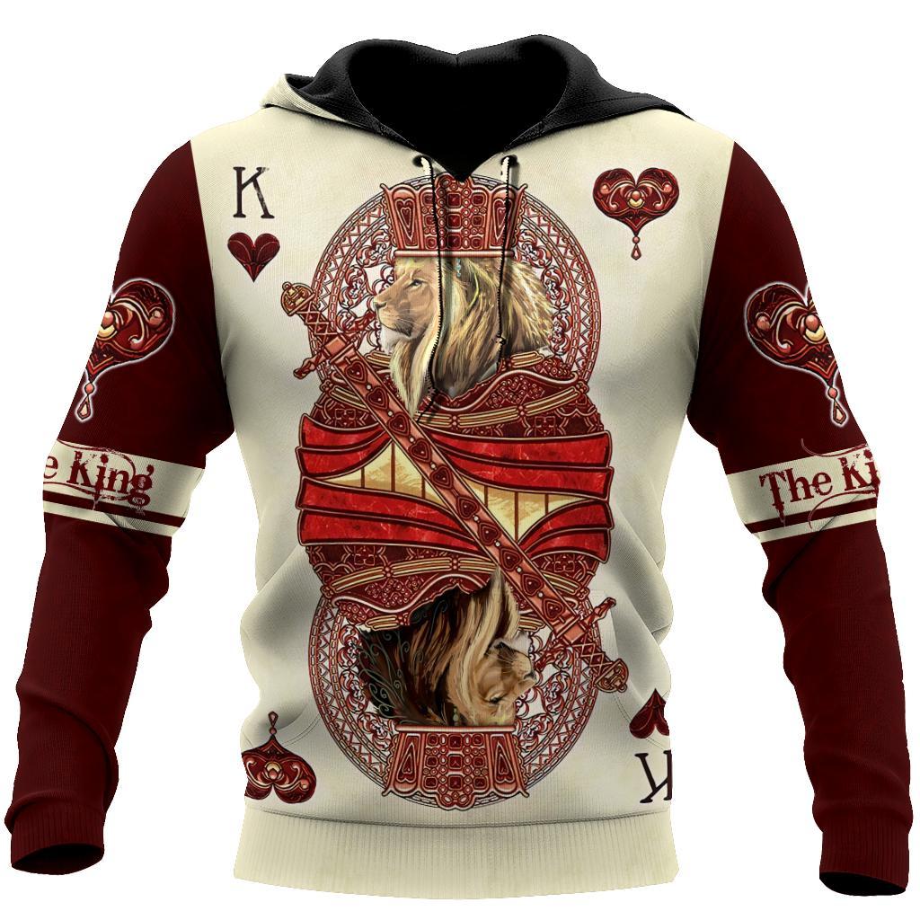 King hearts lion poker all over printed 3d hoodie and zip hoodie