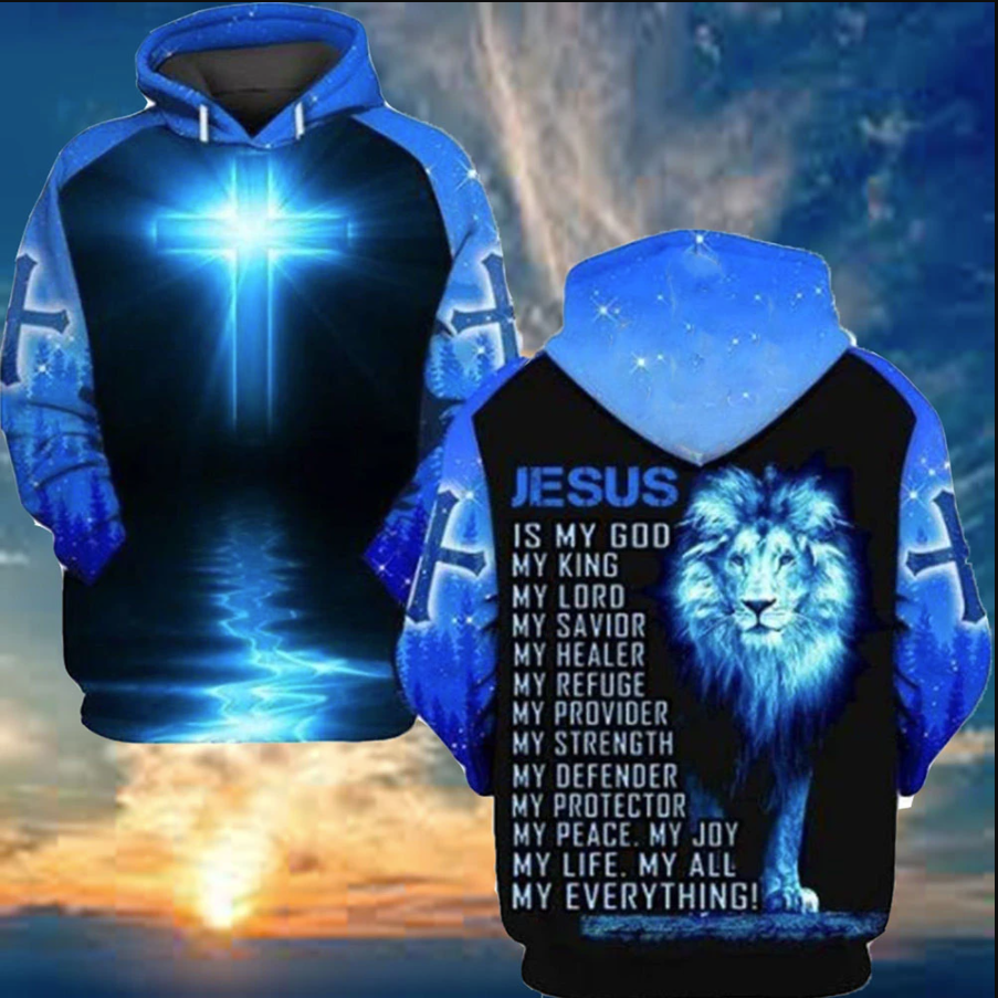 Lion Jesus is my God my King my lord all over printed 3D hoodie