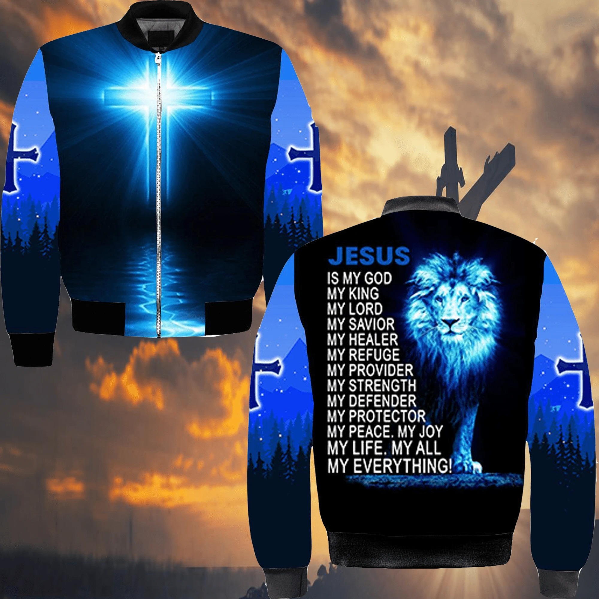 Lion jesus is my god my everything all over printed 3d bomber
