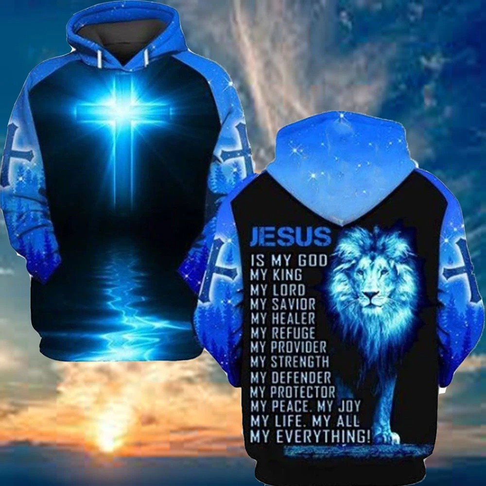 Lion jesus is my god my everything all over printed 3d hoodie and zip hoodie