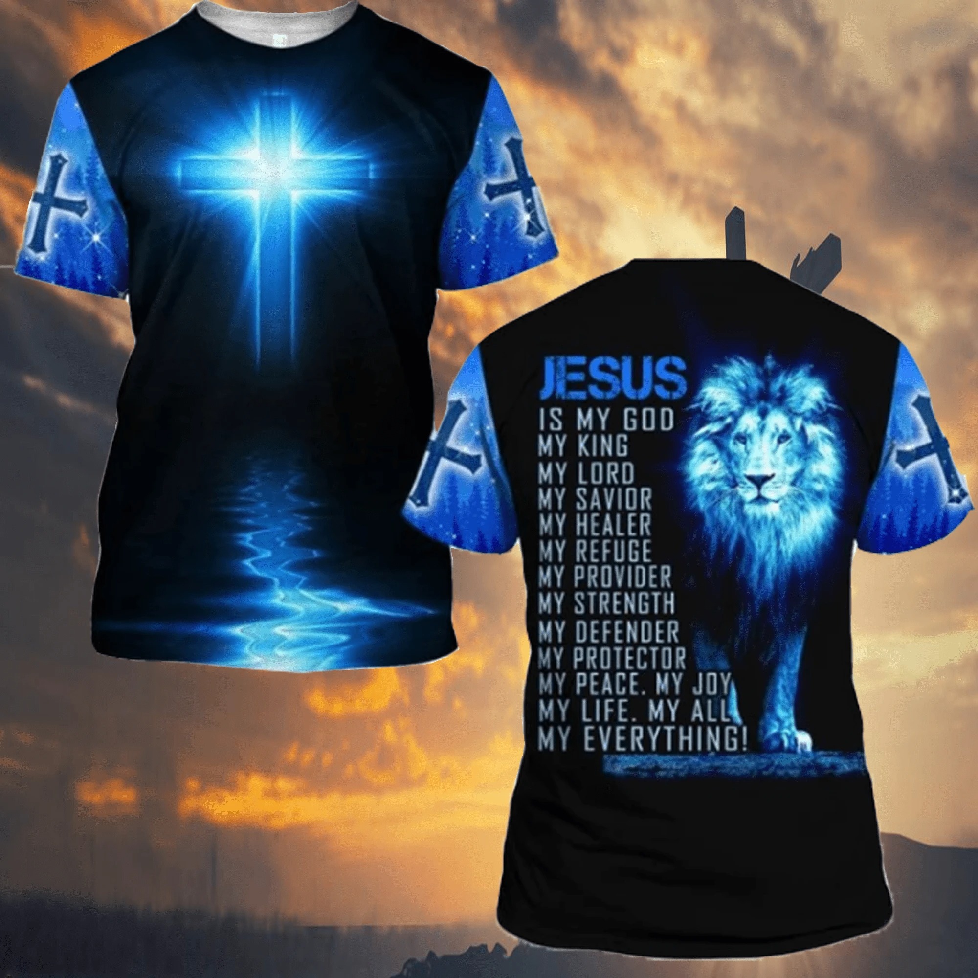 Lion jesus is my god my everything all over printed 3d t-shirt