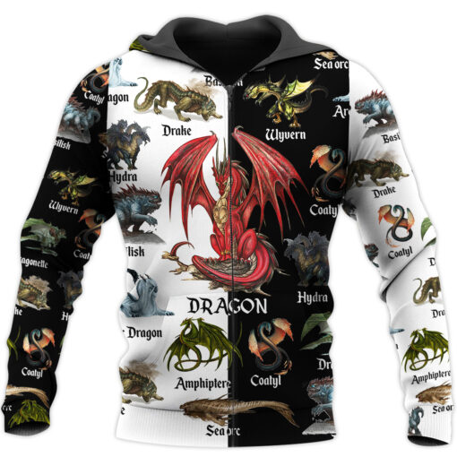Love dragon all over printed 3d zip hoodie