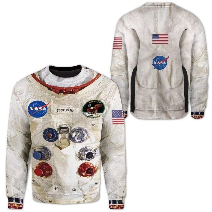 Neil armstrong space suit personalized custom name 3d long sleeve tee