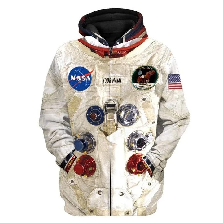 Neil armstrong space suit personalized custom name 3d zip hoodie