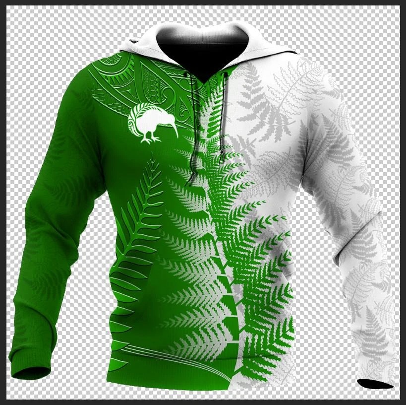New zealand silver fern kiwi 3d all over printed hoodie