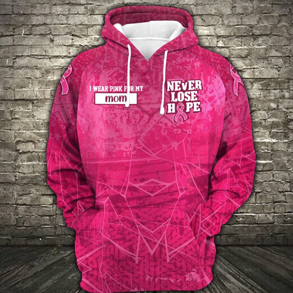 Personalized breast cancer never lose hope all over printed 3D hoodie