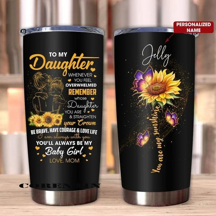 Personalized name to my daughter sunflower tumbler