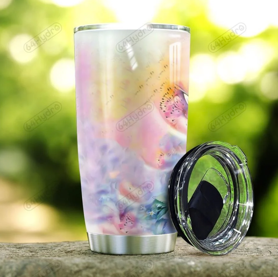 Personalized rainbow butterfly tumbler 1