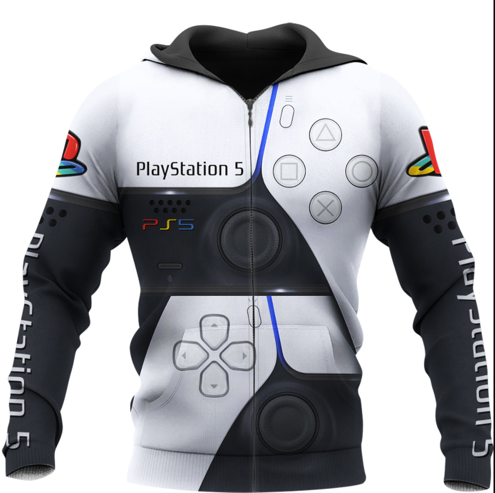 PlayStation 5 all over printed 3D zip hoodie