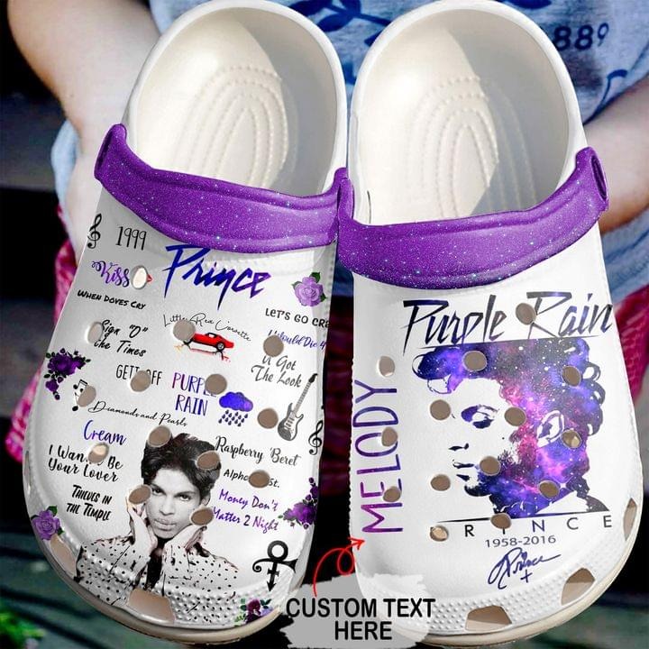 Prince Purple rain custom text crocs shoes – LIMITED EDITION