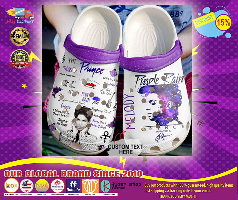 Prince Purple rain custom text crocs shoes1