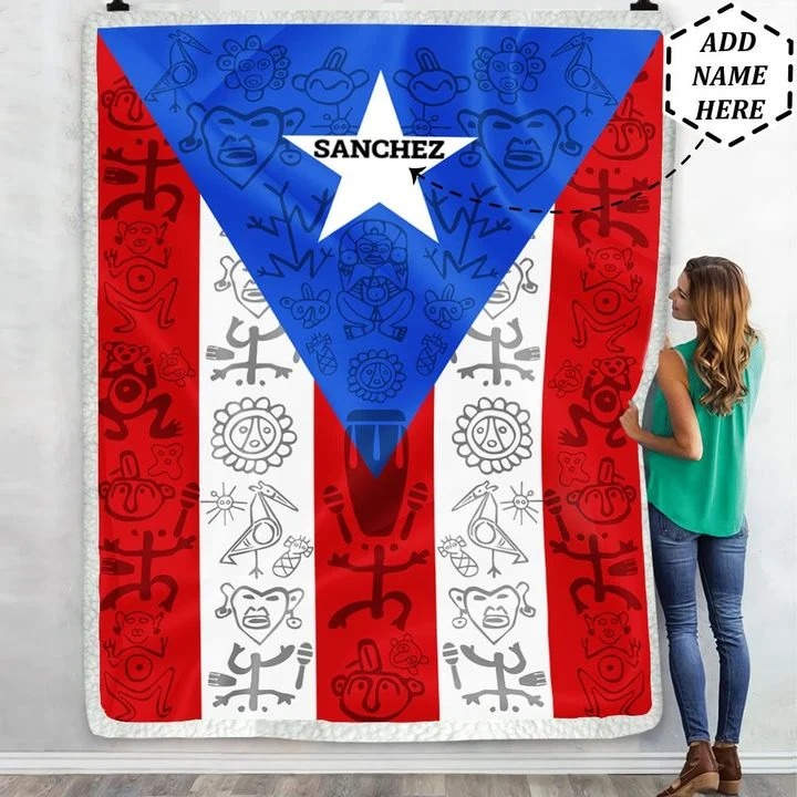 Puerto rico flag personalized custom name blanket