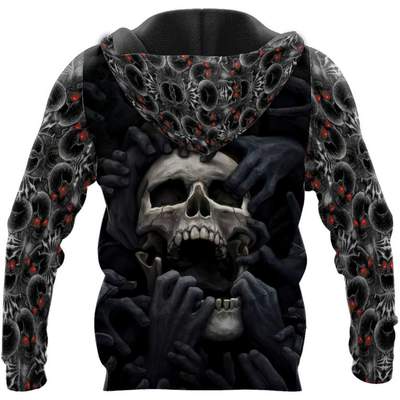 Red eyes screaming skull personalized custom name 3d hoodie and zip hoodie