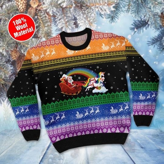 Santa Clause Unicorn Ho-Ho-Ho Homo ugly Christmas Sweater and sweatshirt