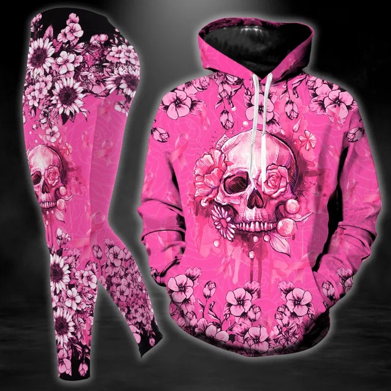 Skull Breast Cancer Warrior hoodie and legging
