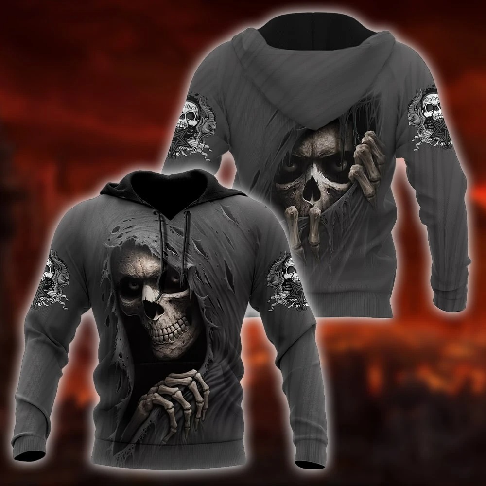 Skull tattoo all over printed 3d hoodie and zip hoodie