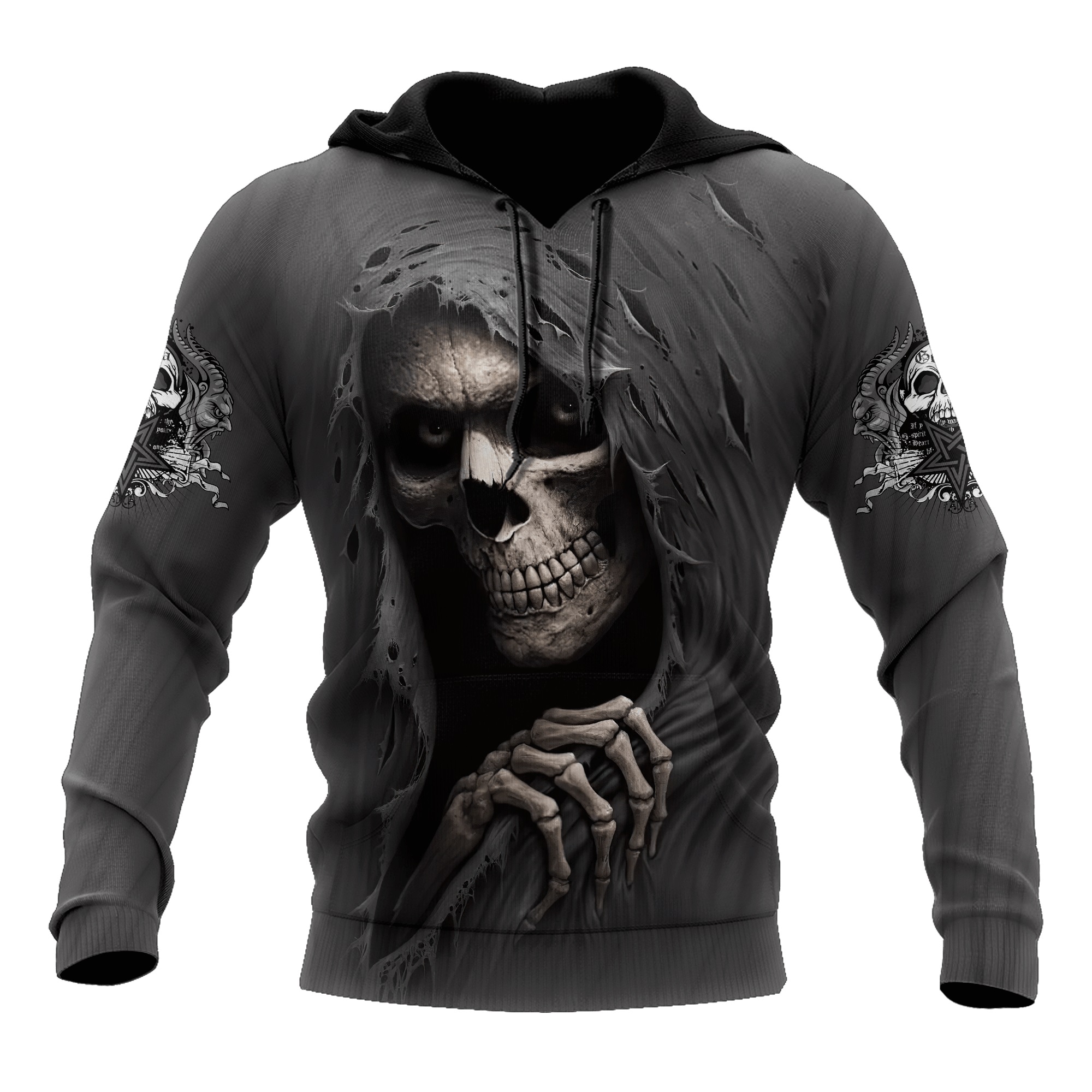Skull tattoo all over printed 3d hoodie