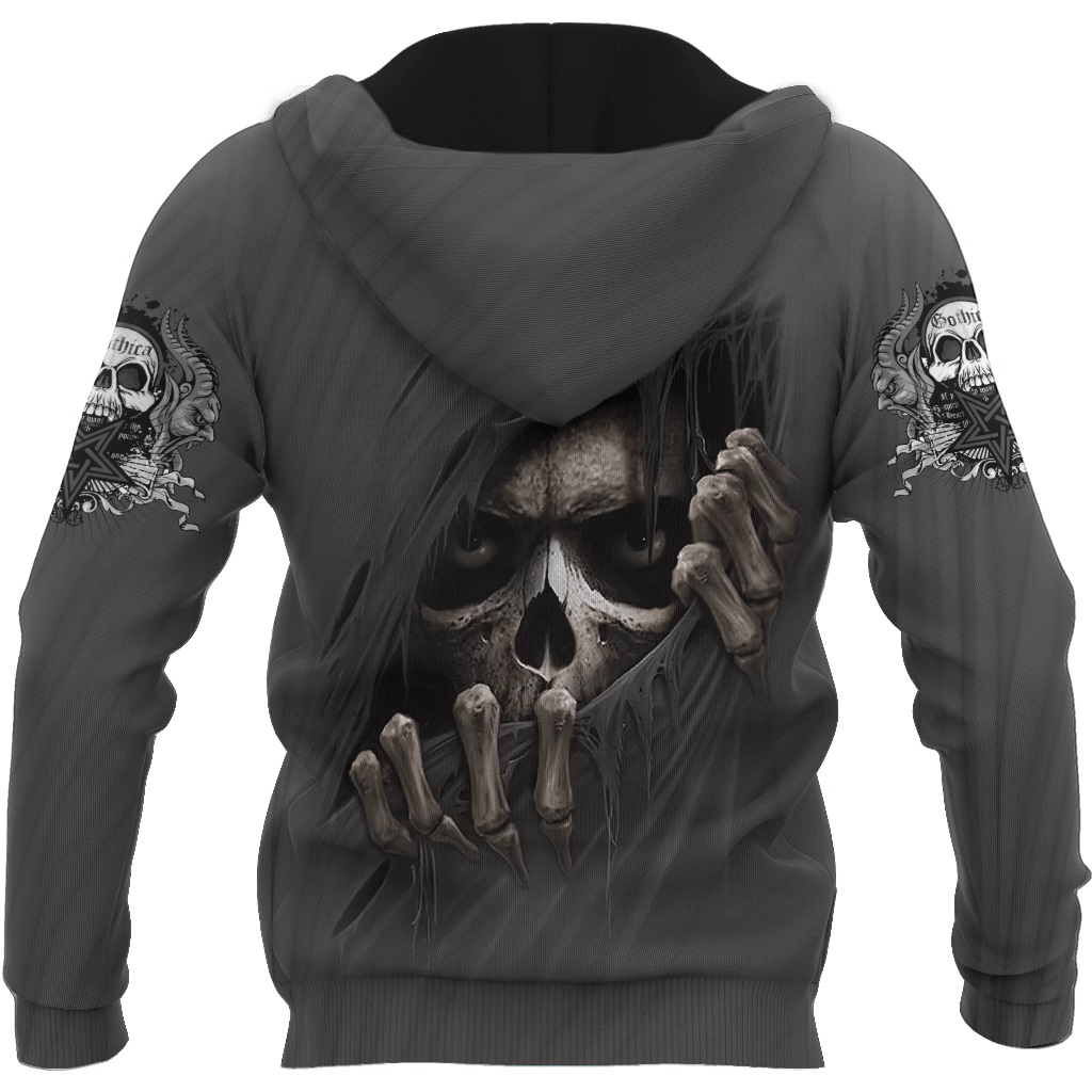 Skull tattoo all over printed 3d hoodie1