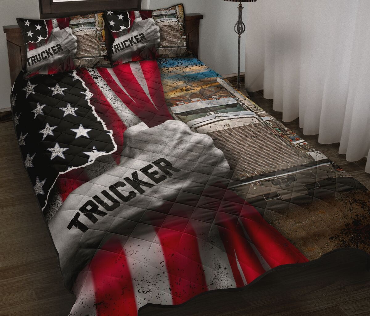 Trucker american flag bedding set