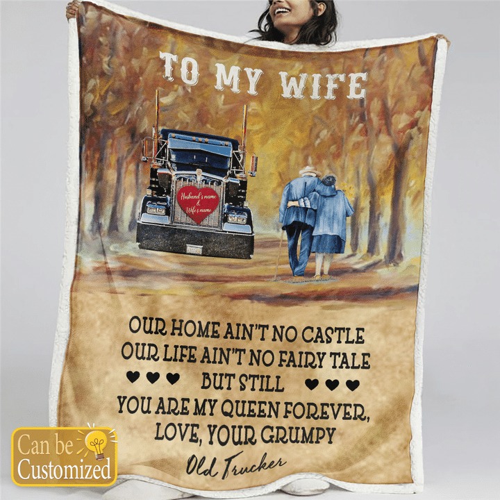 Trucker to my wife personalized custom name blanket large