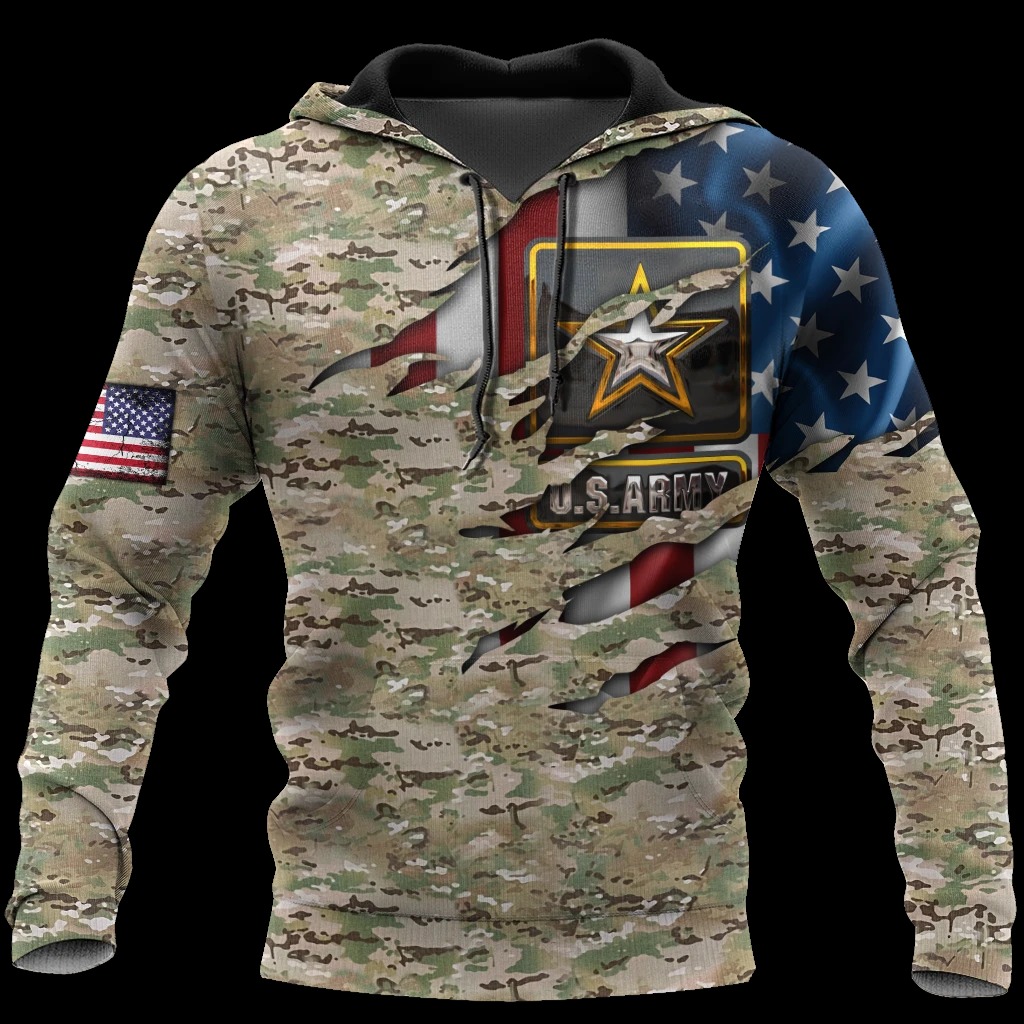 Us army veteran camo american flag 3d all over printed hoodie