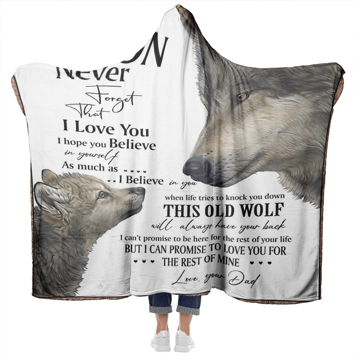 Wolf To my son never forget that I love you blanket1