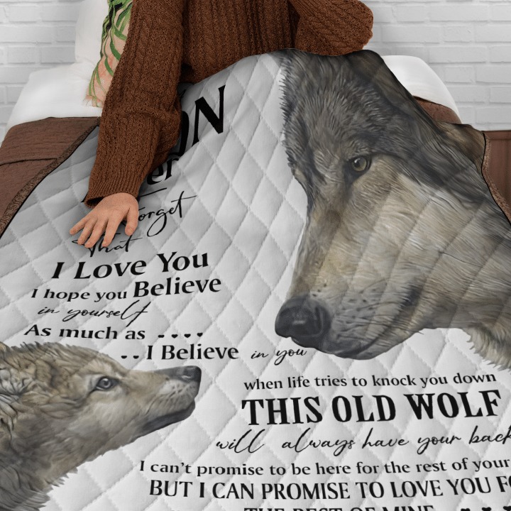 Wolf To my son never forget that I love you blanket2