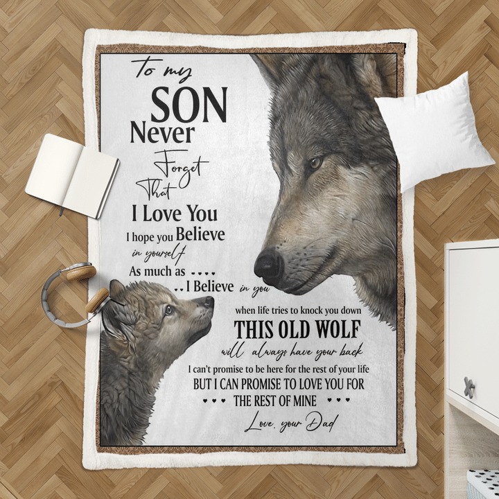 Wolf To my son never forget that I love you blanket3