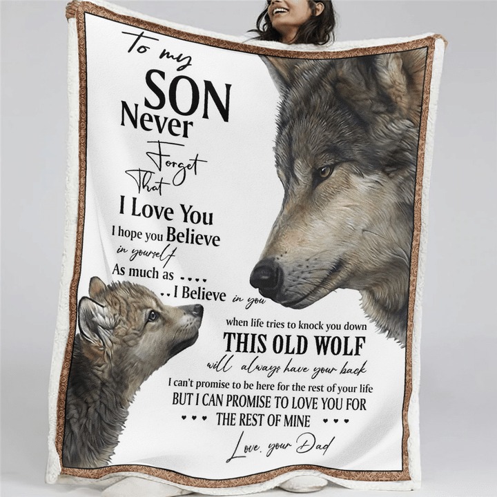 Wolf To my son never forget that I love you blanket4