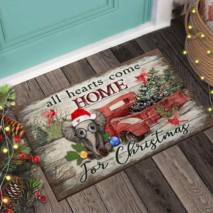All Hearts Come Home For Christmas – Elephant Doormat – TAGOTEE