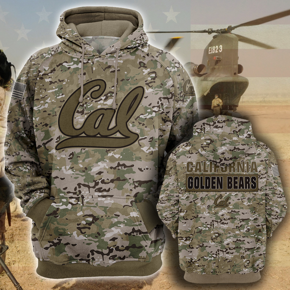Army camo California Golden Bears all over printed 3D hoodie – dnstyles
