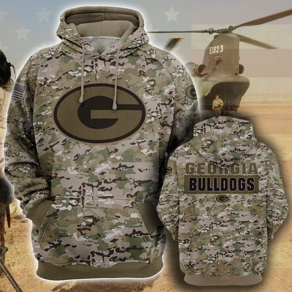 Army camo Georgia Bulldogs all over printed 3D hoodie – dnstyles