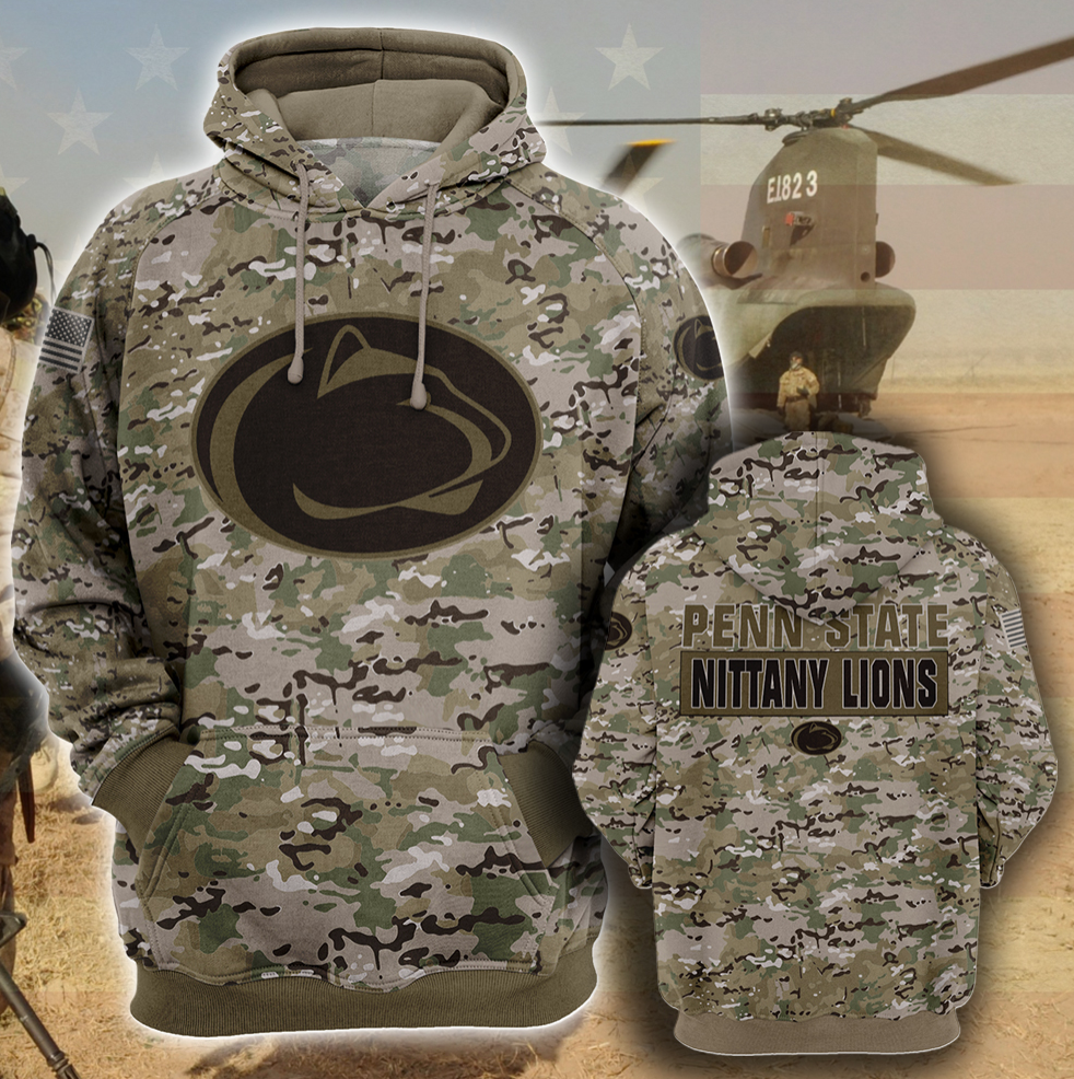 Army camo Penn State Nittany Lions all over printed 3D hoodie