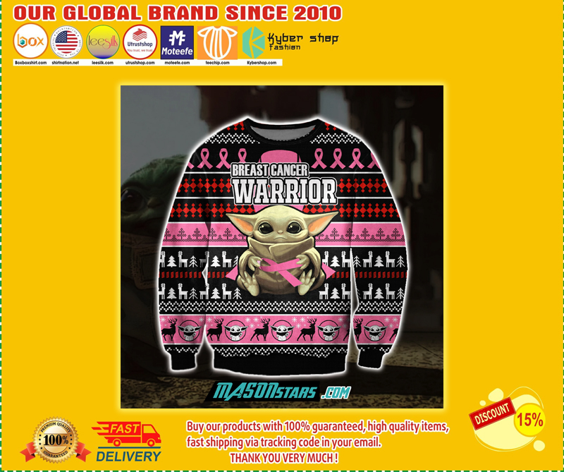 BABY YODA BREAST CANCER WARRIOR UGLY CHRISTMAS SWEATER