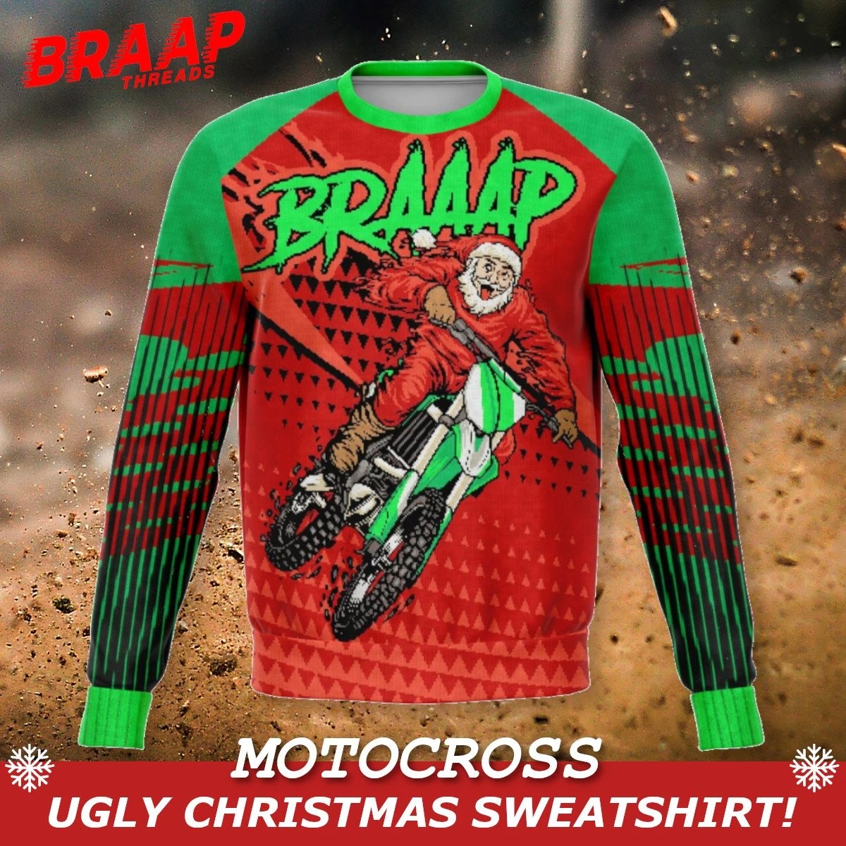 BRAAP motocross ugly christmas sweatshirt