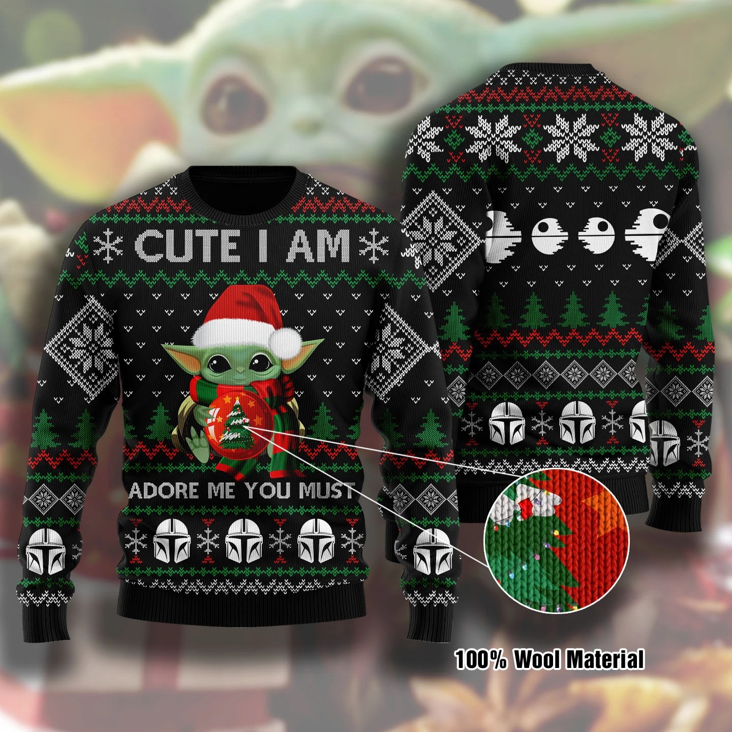 Baby yoda cute I am ugly Christmas sweater