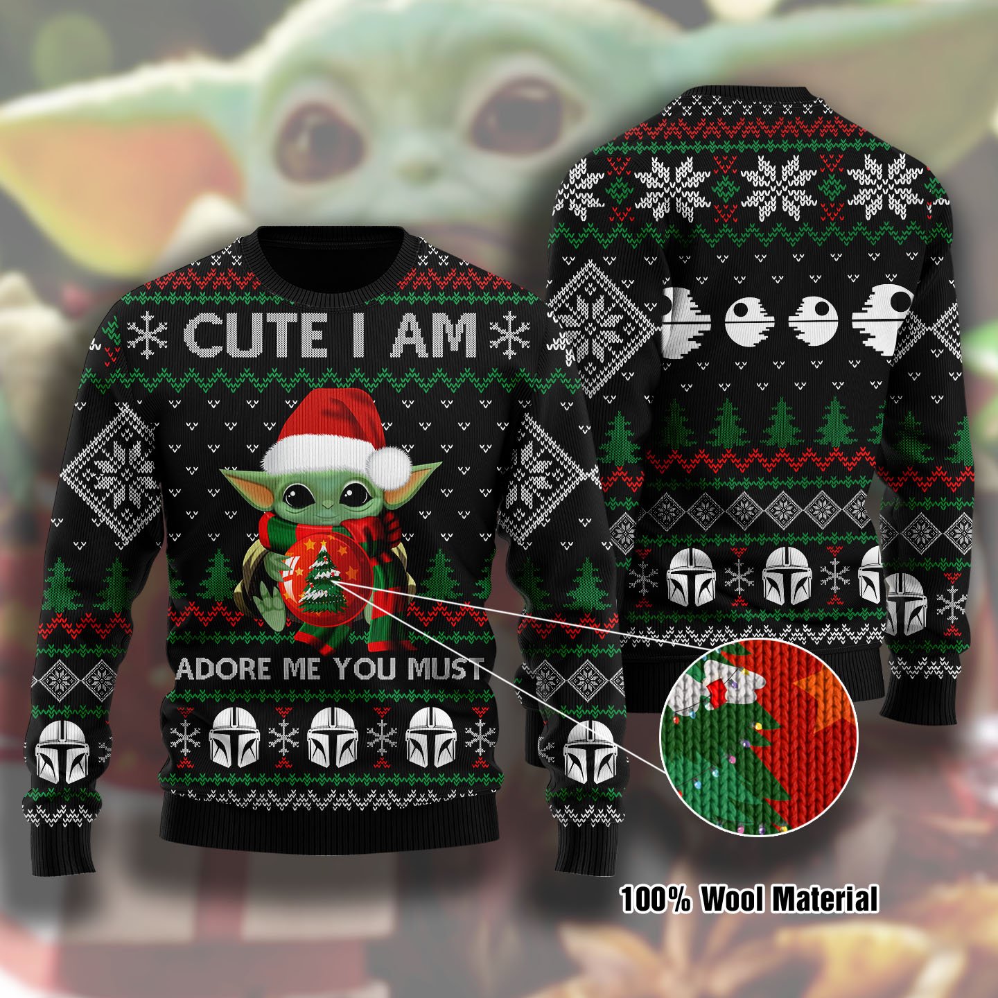 Baby yoda cute i am adore me you must christmas sweater