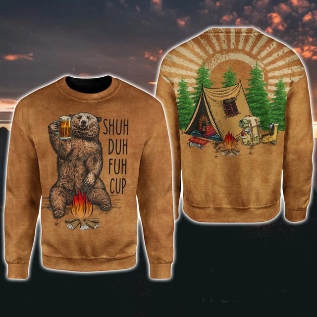 Camping bear shuh duh fuh 3d over print hoodie3