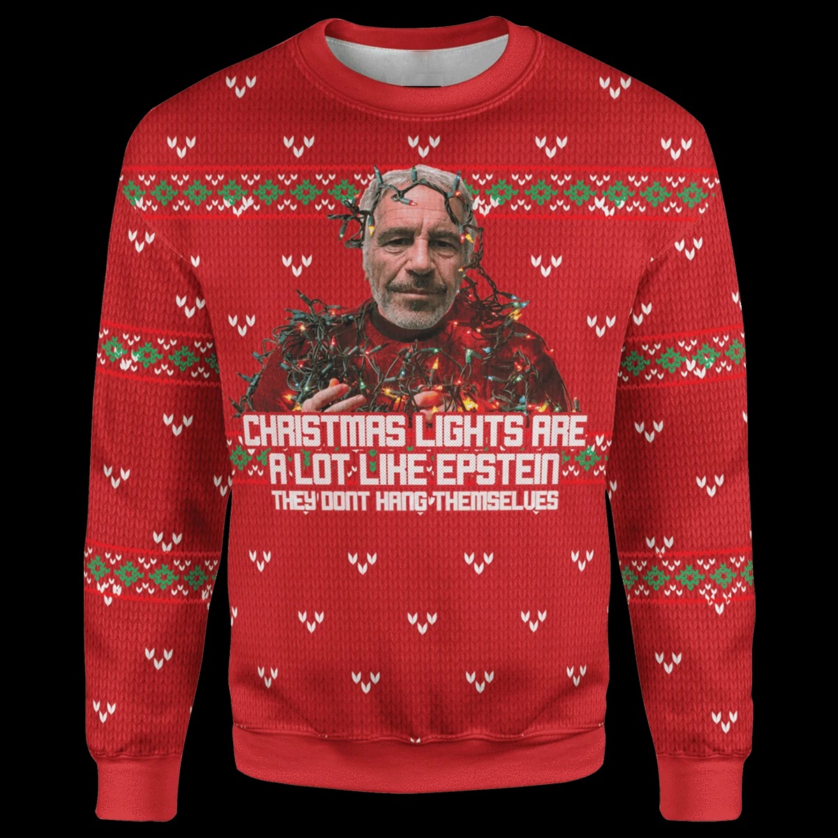 Christmas lights are a lot like epstein ugly sweater and jumper