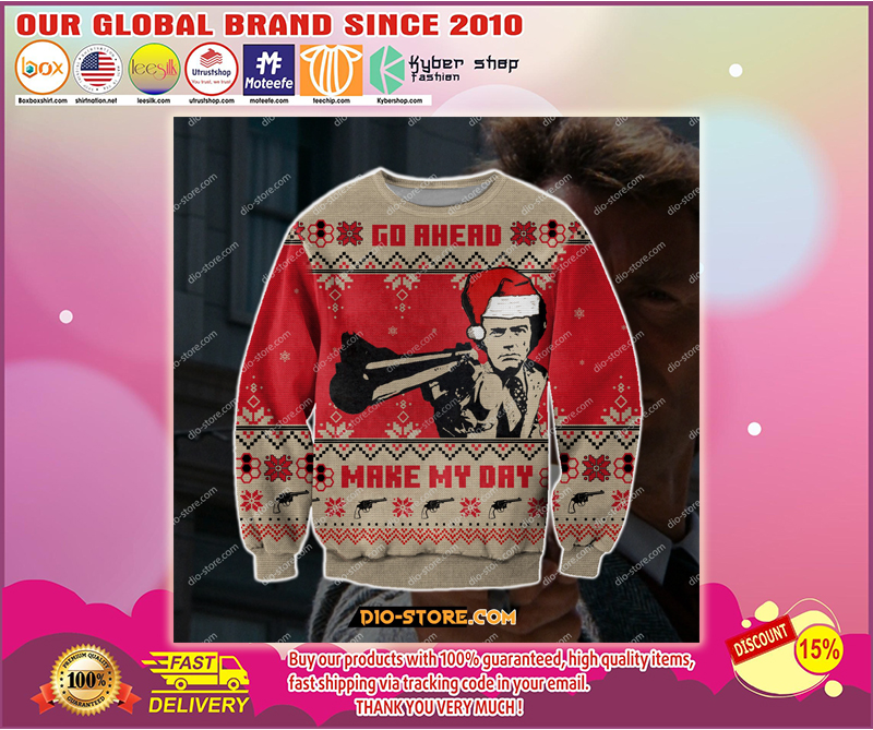DIRTY HARRY GO AHEAD MAKE MY DAY UGLY CHRISTMAS SWEATER