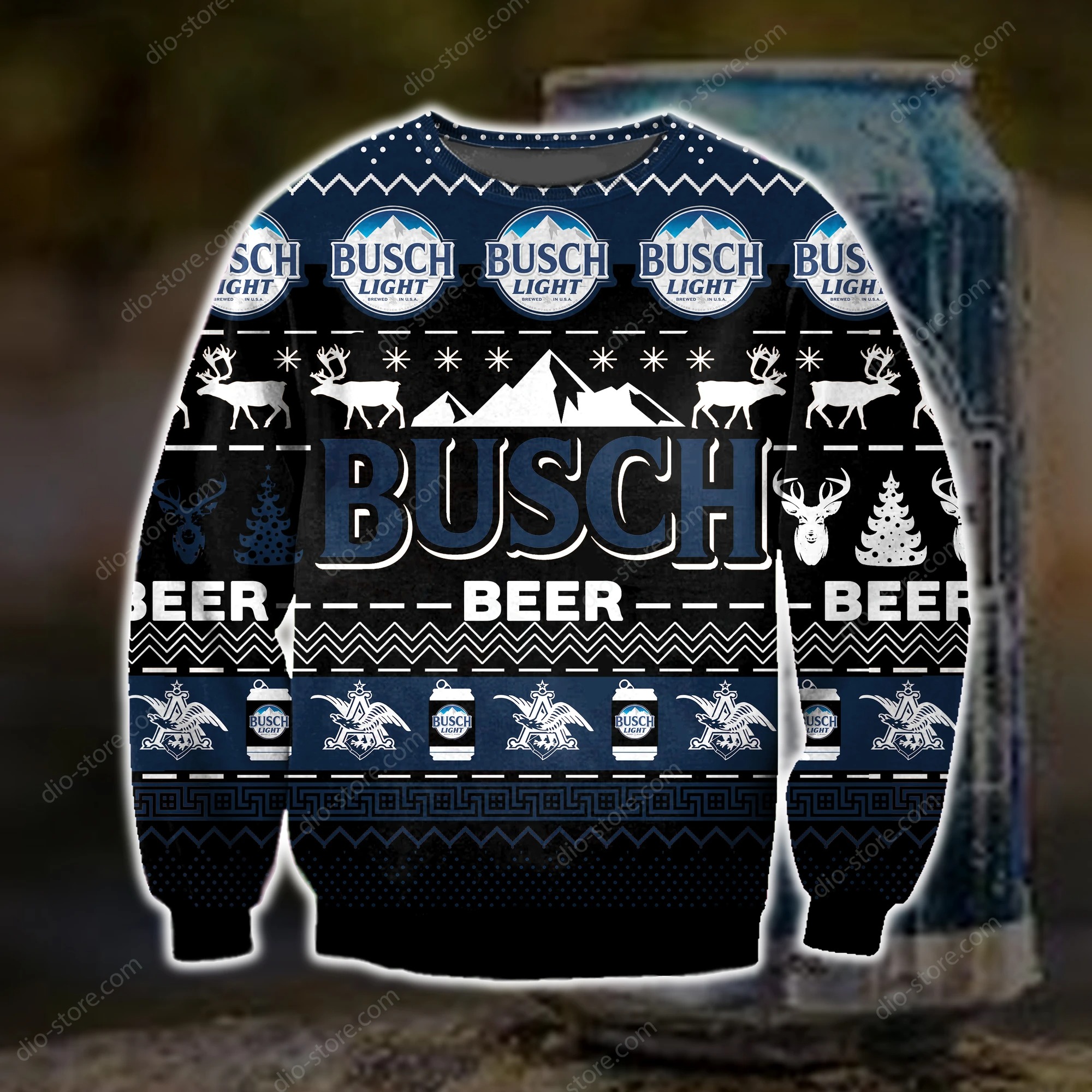 Dark busch beer knitting pattern 3d print ugly christmas sweater