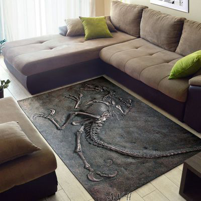 Dinosaur fossil rug