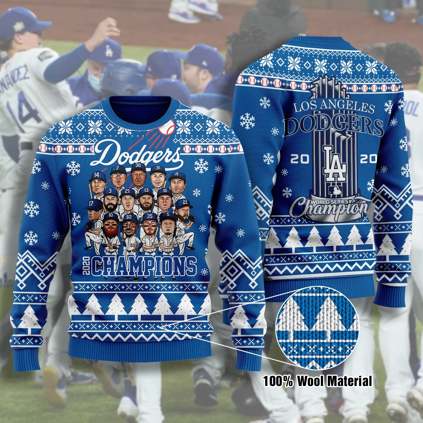 Dodgers LA 2020 champion ugly Christmas Sweater