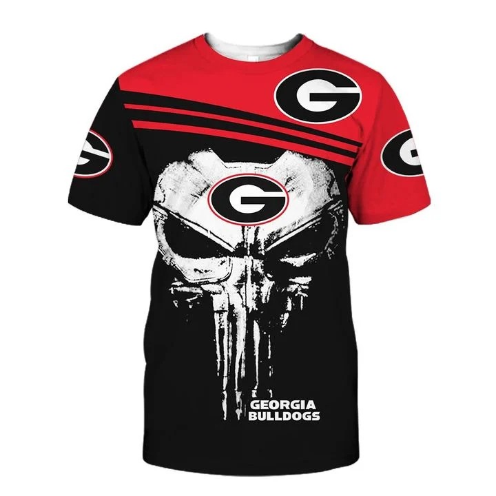 Georgia Bulldogs skull personalized custom name 3d t-shirt