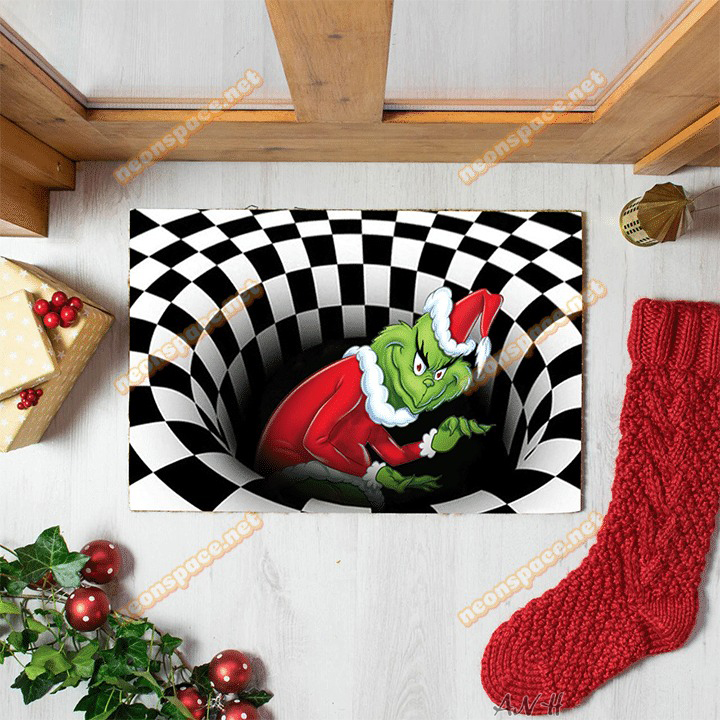 Grinch christmas 3d illusion doormat